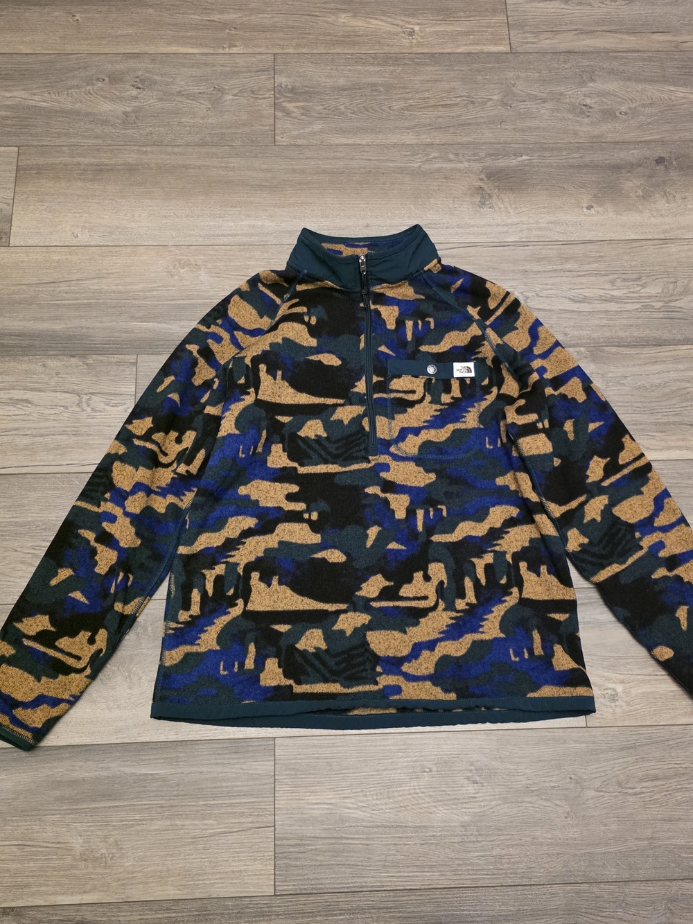 The North Face Printed Gordon Lyons 1/4 Zip Sweater Fleece Camo - Size Large